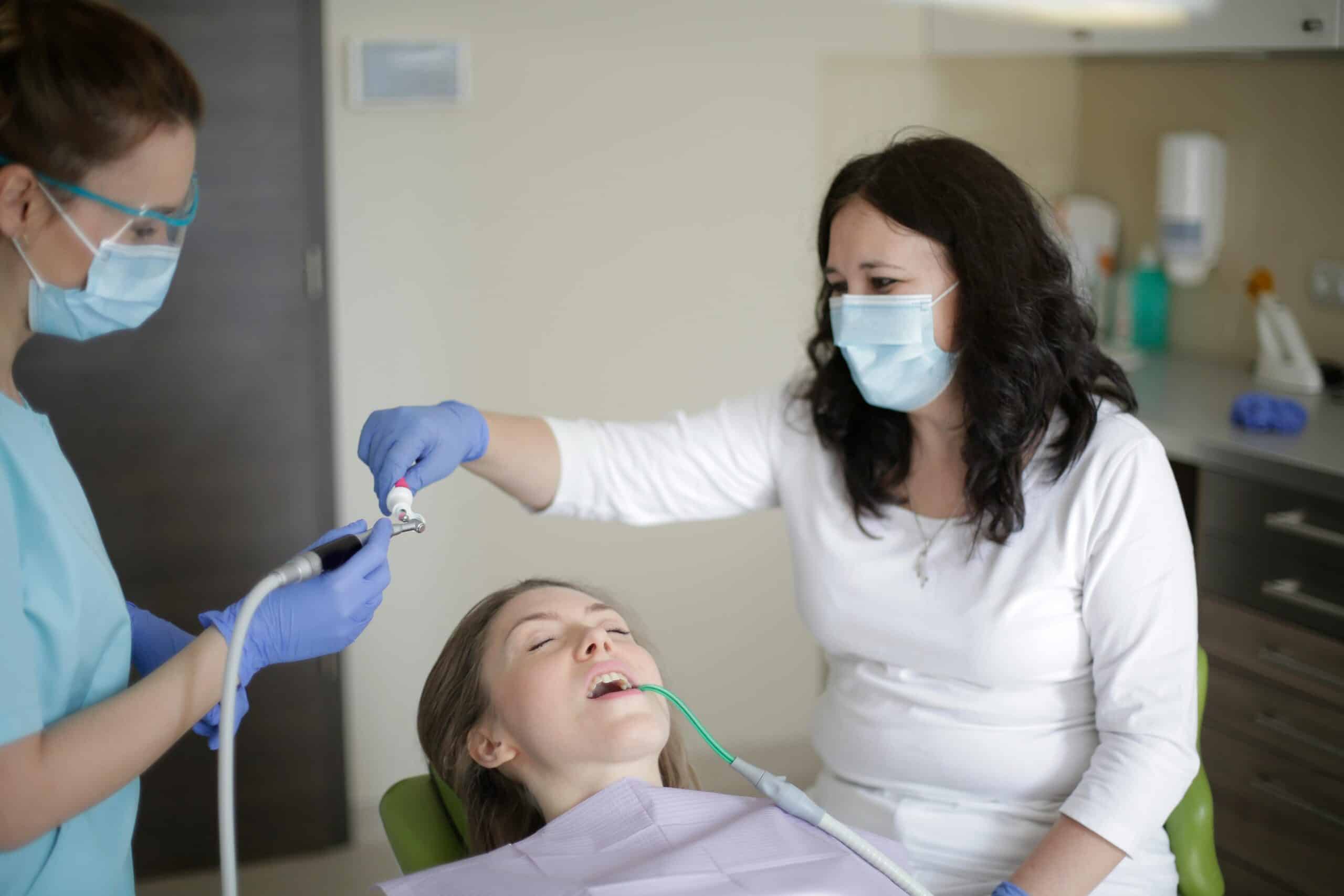 Lady receiving dental care
