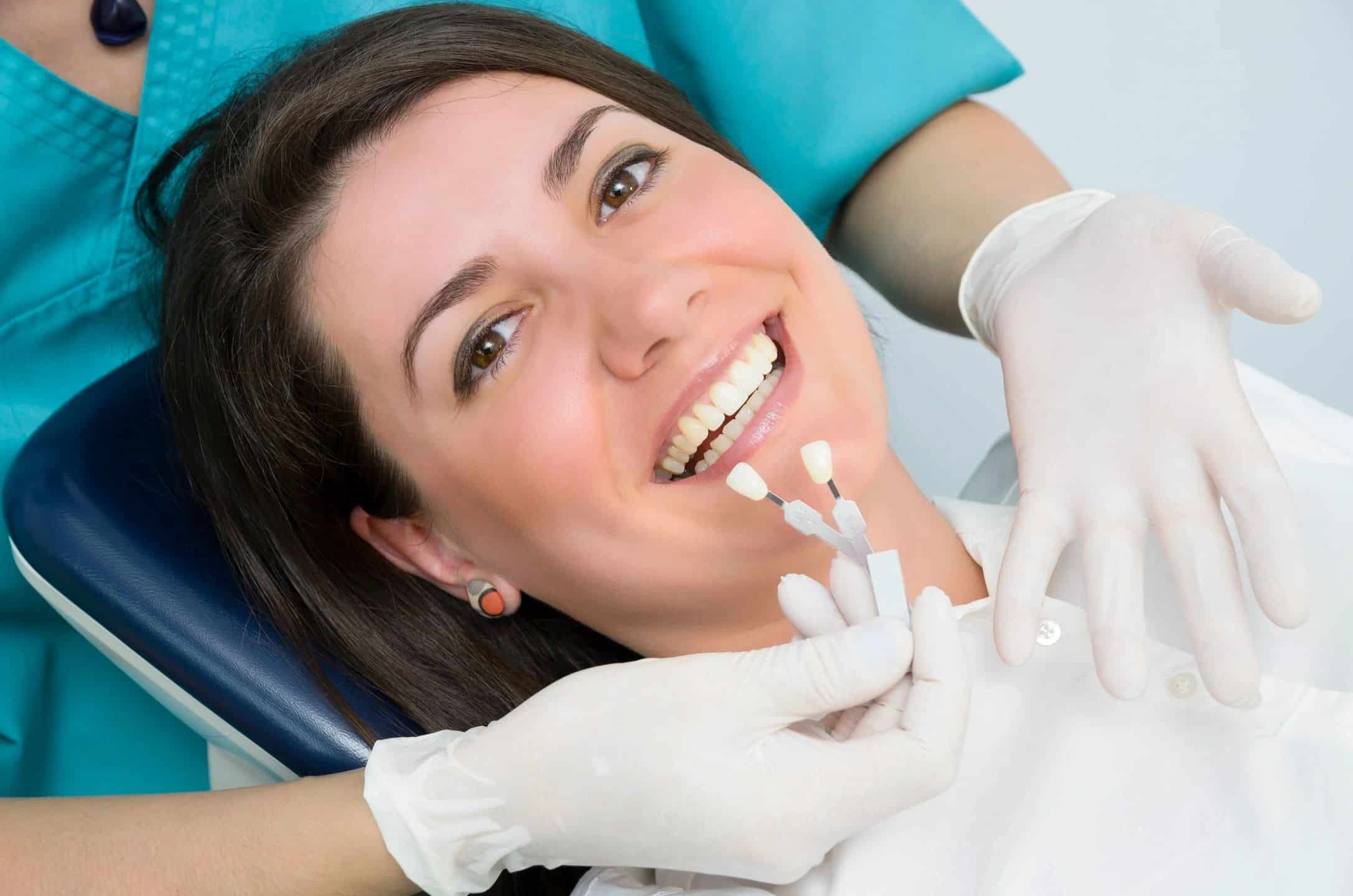 Woman smiling at the dentist