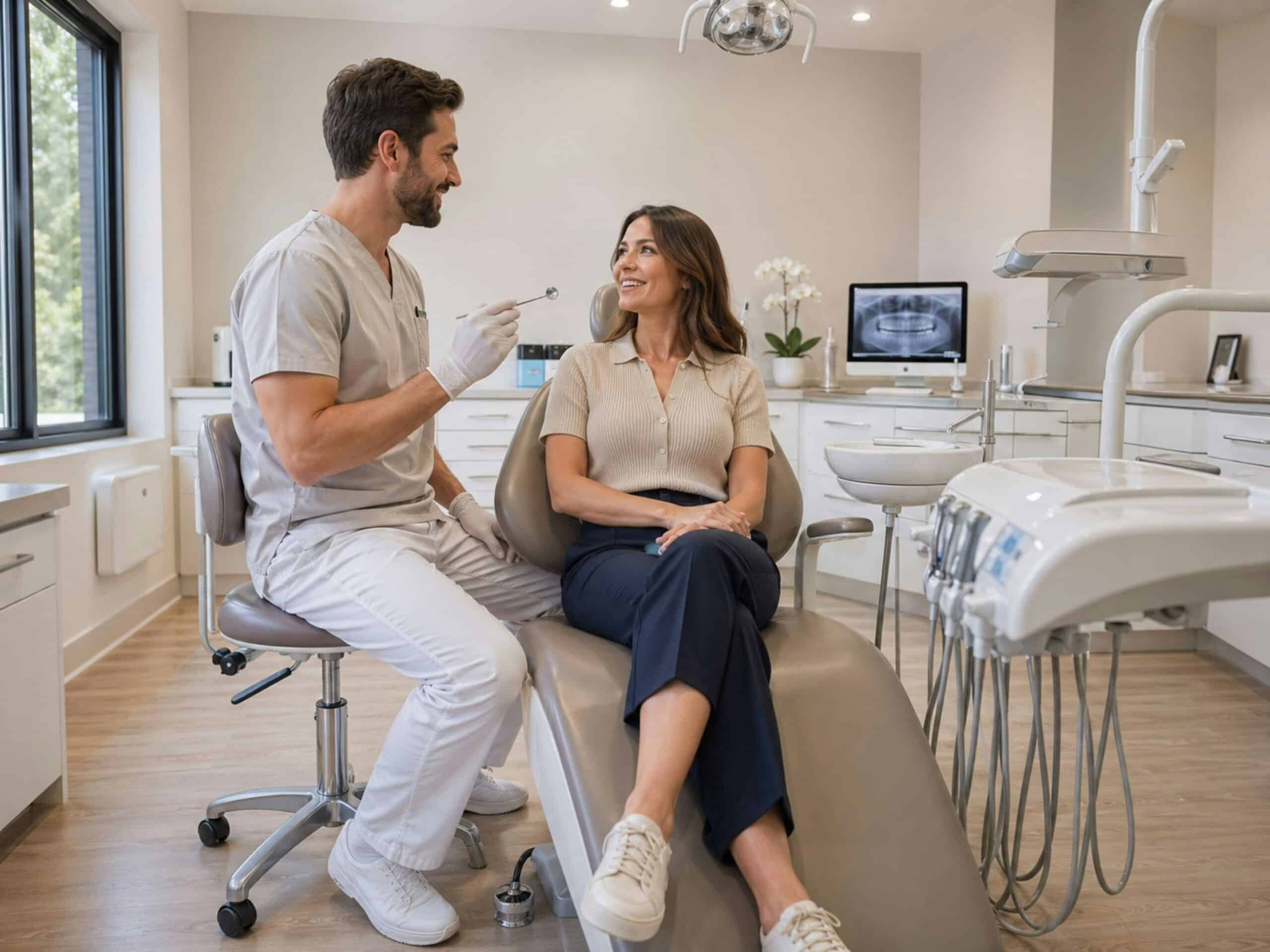 Dentist consoling a patient